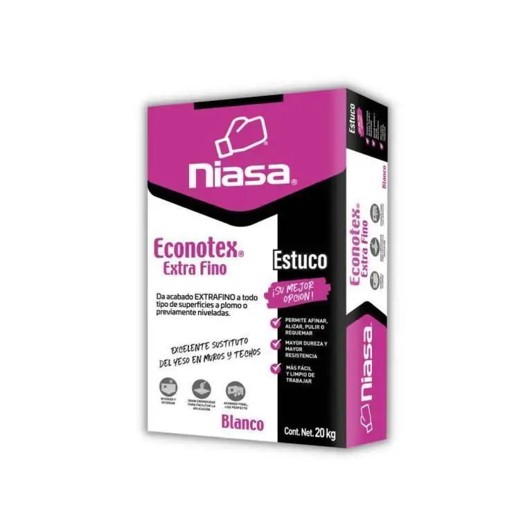 Econotex Extra Fino Niasa, da un acabado extra fino a muros y techos en un solo paso.
